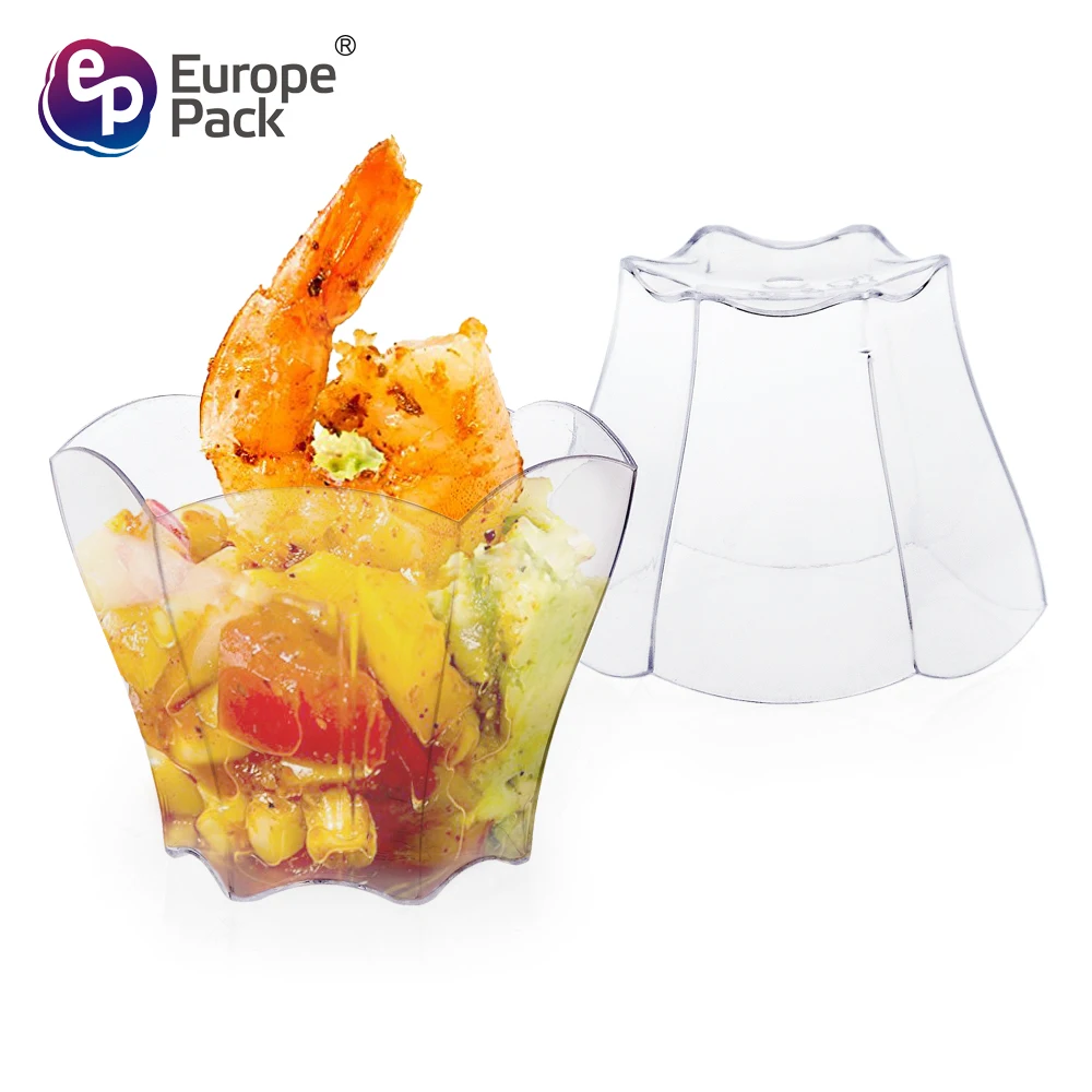Europe-Pack 70ml 2.5OZ  flower shape mini disposable clear plastic dessert cup