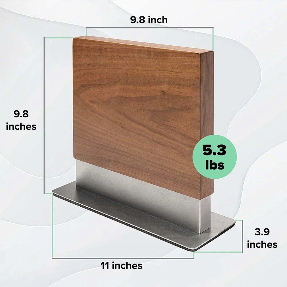 2024 New Design Magnetic Knife Holder High Quality Double Sided Knife Block with Strong Magnets Walnut Wood Knife Stand