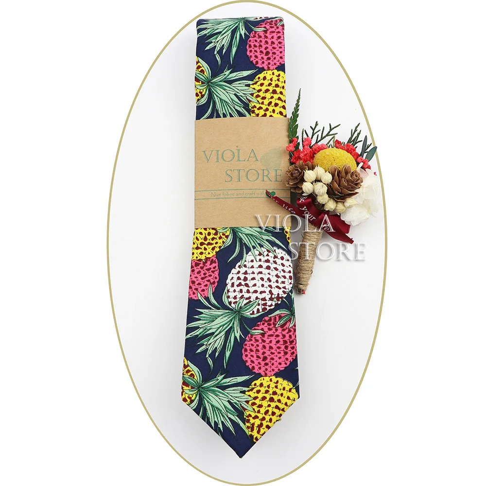 Подарочная коробка, роскошный набор брошей в виде тропического растения, зажим для сухих цветов, хлопковый галстук 6,5 см, праздничный галстук, аксессуары для костюма с цветочным принтом