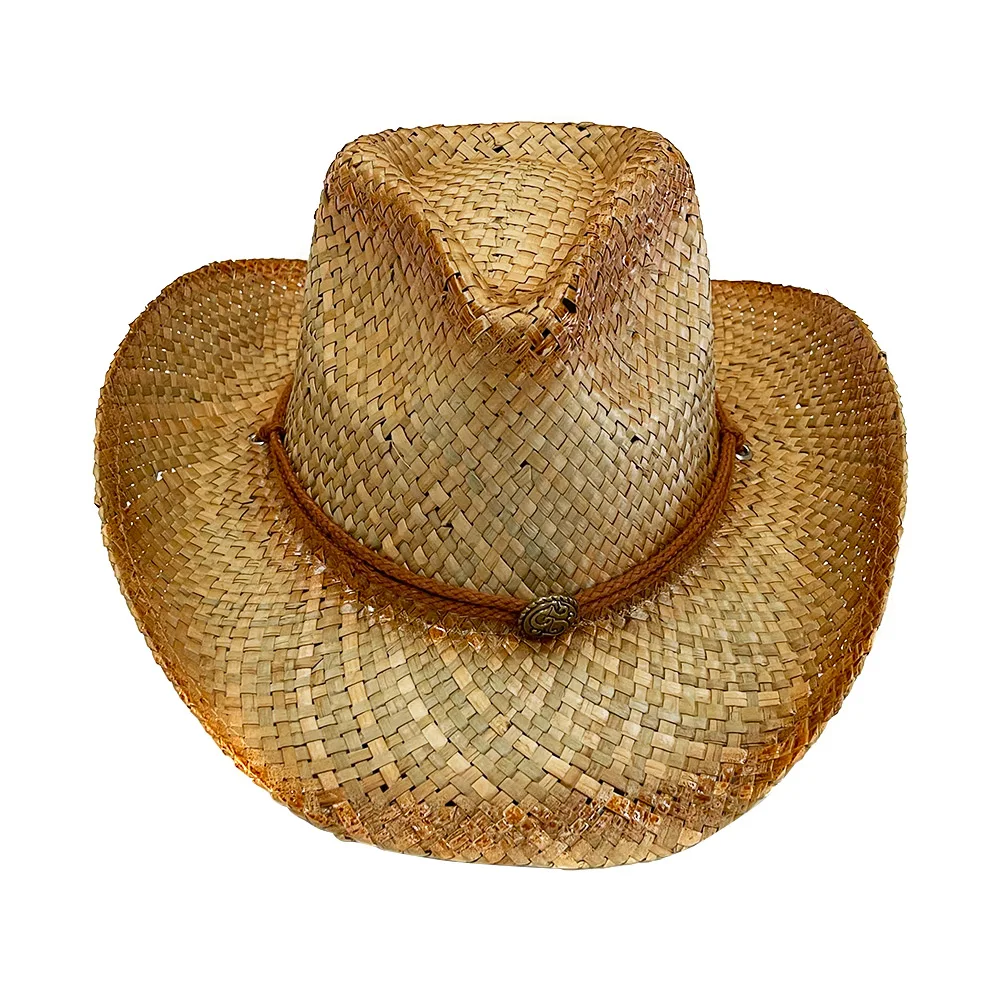 Wholesale Fashion Woven Plain Western Shapeable Cowboy Straw Hat With String