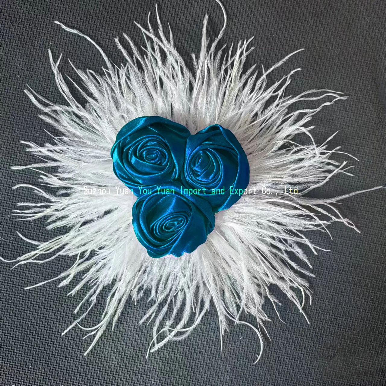 Zeta Phi Beta  Handmade natural feather Big  corsage flower shape pretty lady brooch with Satin Rose Flower center
