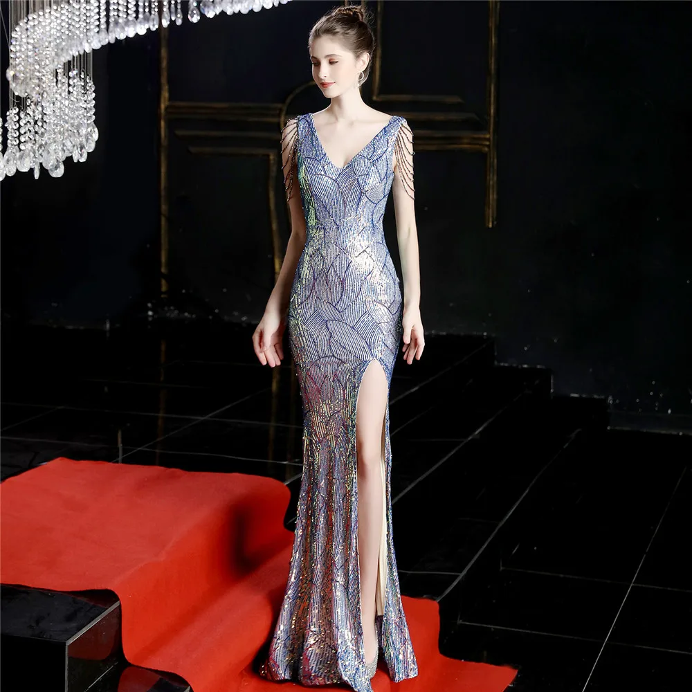 16596-S#New style Arab evening dresses luxurious gown women sequin prom Fat Lady Dress Plus Size Dress Super Size