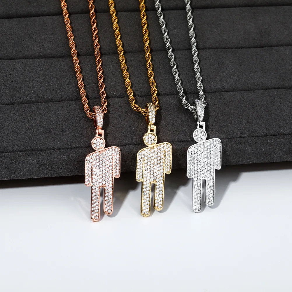 Billie Eilish Style 18K Gold Custom Hip Hop Inlaid Zircon Fashion Women Men Body Necklace Jewelry Wholesale