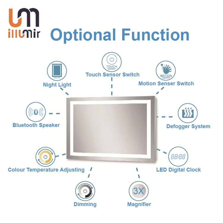 Modern Fashion Wall Mount Illuminated Lighted LED Bathroom Mirrored Medicine Mirror Cabinet