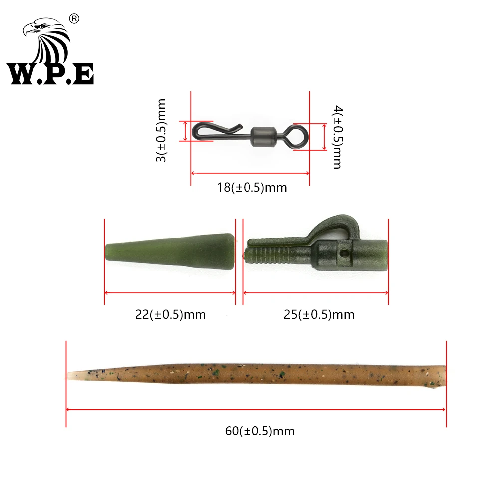 W.P.E рыболовные снасти для ловли карпа Быстросменные Вертлюги свинцовые зажимы анти-спутывание защитные резиновые