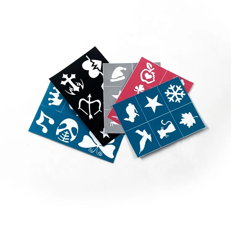 6 Piece Plastic Animal Flower Fruit Body Paint Stencils Designs Temporary Tattoo Sticker Set for Children