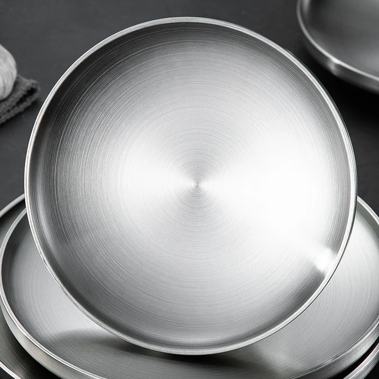 Direct Factory Supply 304 Stainless Steel Japanese Dish Outdoor Camping Dinner Salad Plate Home Hotel Restaurant Tableware Set