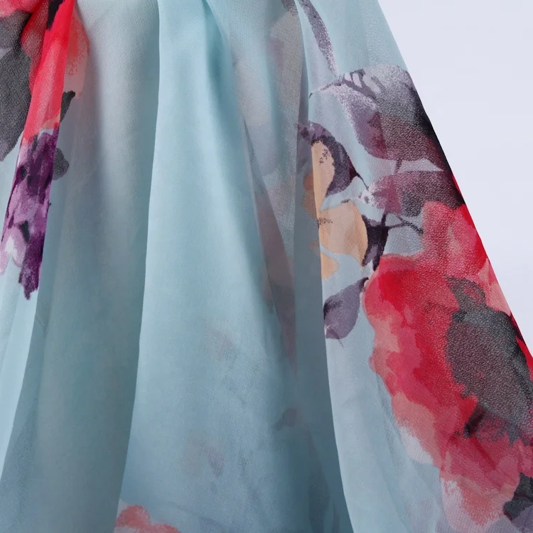 Wholesale elegant soft and breathable chiffon printed 100% polyester fabric