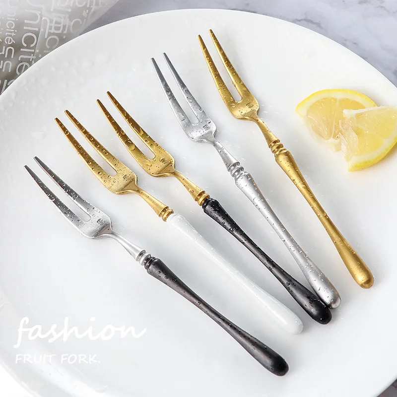 hotel home restaurant hot sale Wholesale  fruit fork 18/8 stainless steel cake fork gold plated dessert fork