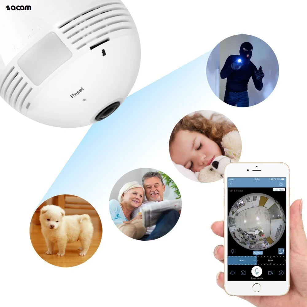 Панорамная IP-камера с углом обзора 360 градусов Wi-Fi