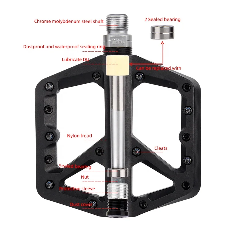 Guaranteed Black 3 Bearing Multi-color Foading Bike Parts Non-Slip Lightweight Nylon Bicycle Pedals Platform Pedals 3 Bearings