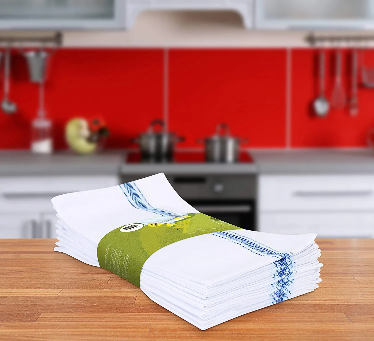 Classic Kitchen Dish Towels Absorbent Dish Wash Cloths 100% Cotton Tea Towels with Loop