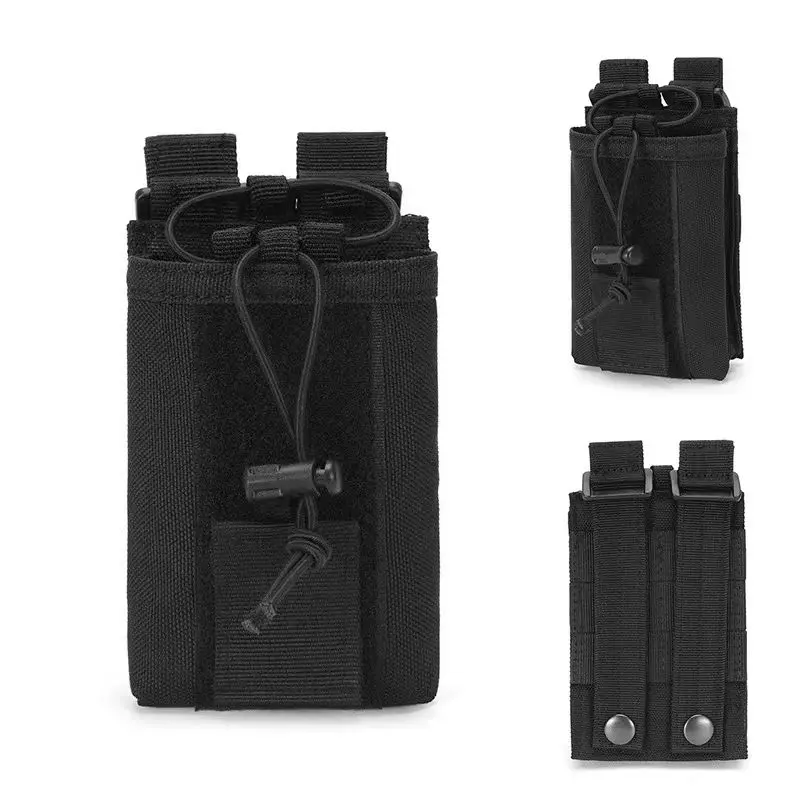 Tactical Molle Radio Holster Holder Case Heavy Duty Pouch Bag for Two Ways Walkie Talkies Adjustable Storage  Belt Accessories