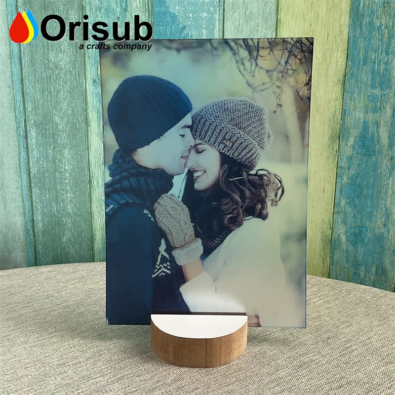 5x7 inch rectangular personalized acrylic photo panel sublimation clear white acrylic photo plaque with round edges