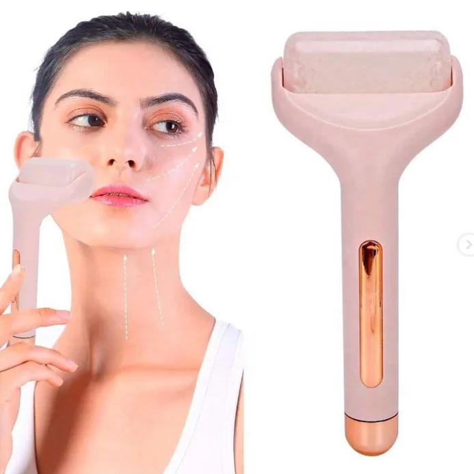 
2021 new best silver ball cooling skin eye white pink small sticks mini facial massager set cryo face ice roller 