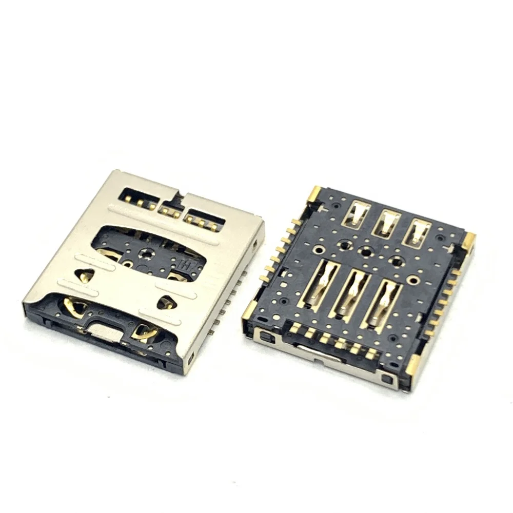 Smart card reader nano sim and TF card connector dual card connector
