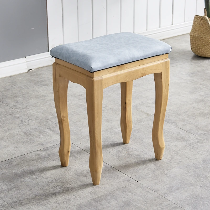 Free sample home furniture nordic PU leather upholstery cushion living room wooden stools & ottomans