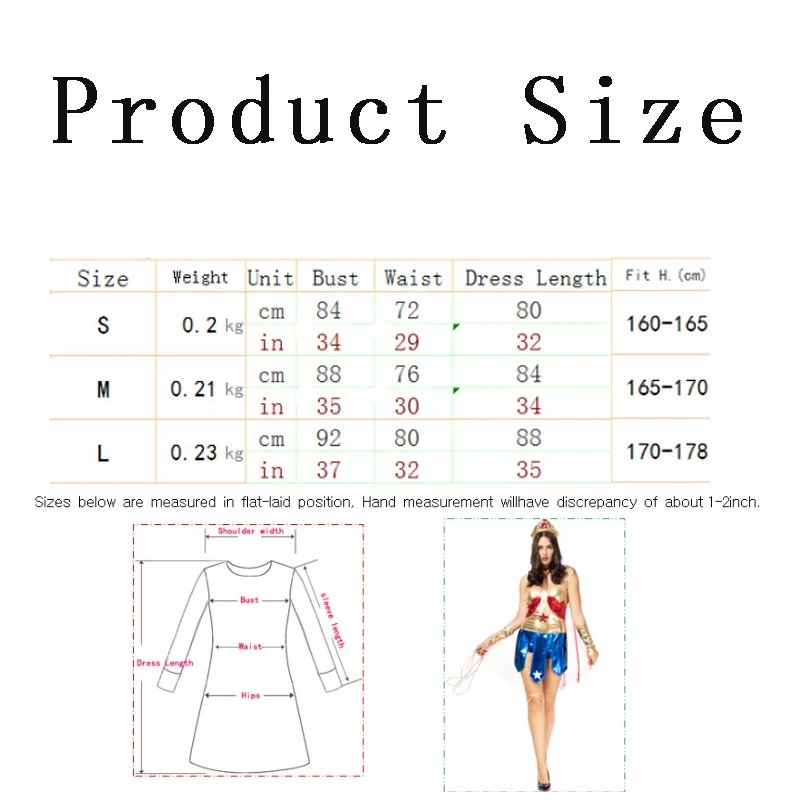 Wonder-Woman Cosplay Costume Carnival Cape for Party Festival Gold Top Blue Skirt