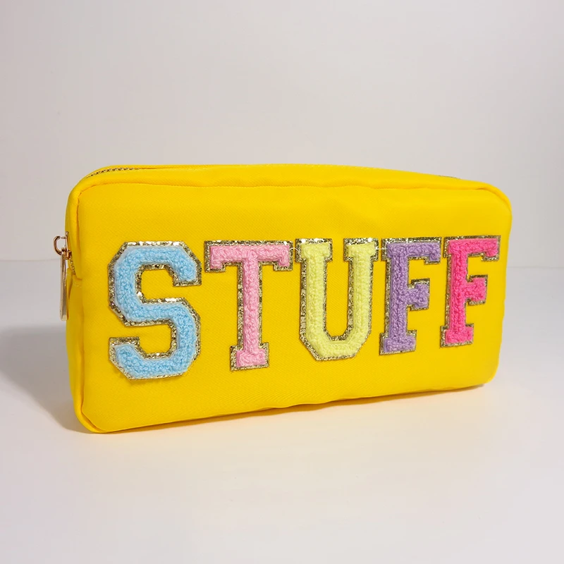 Hot Sale DIY Embroidery Patch Cosmetic Bags Multi-color Option Large Capacity Travel Makeup Bag