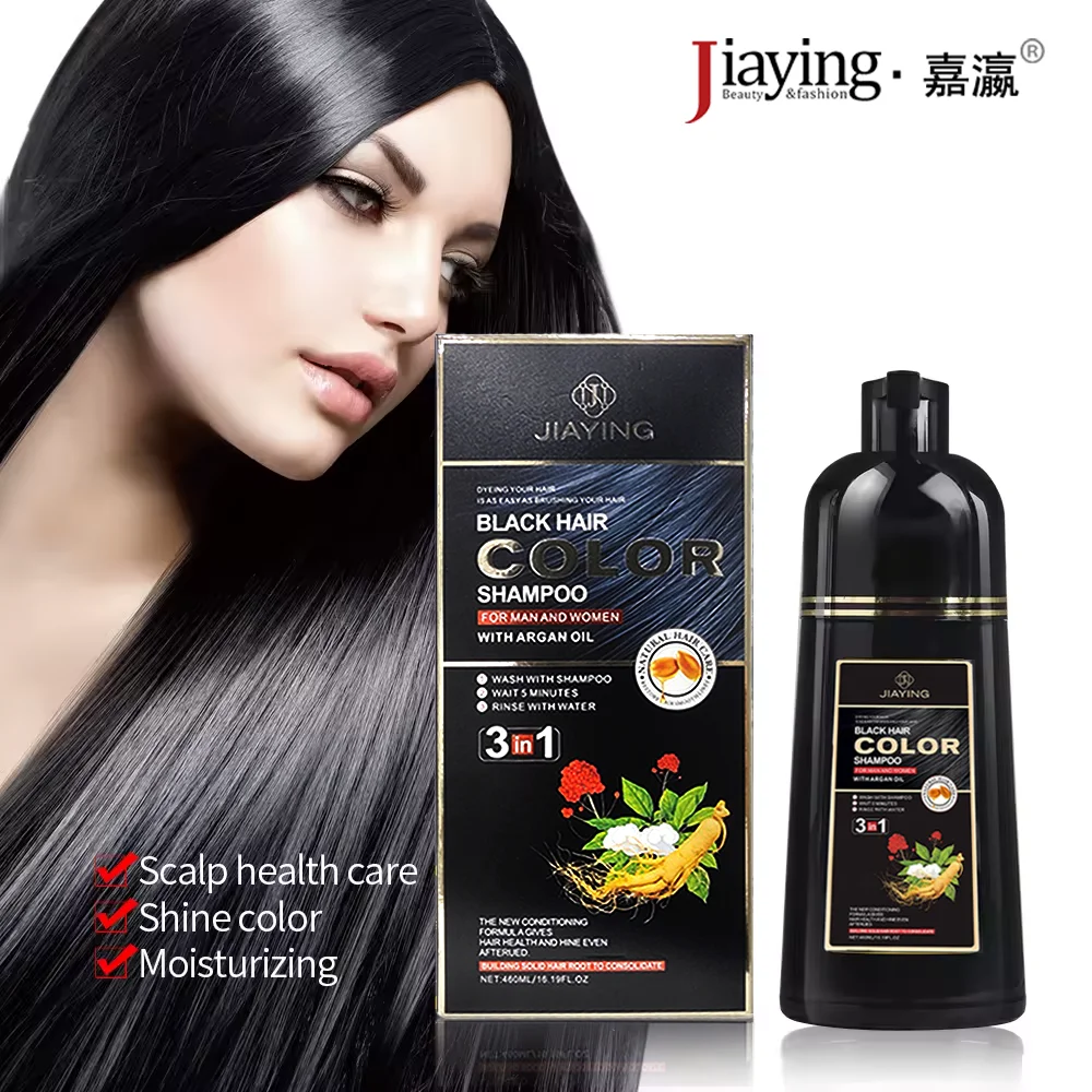 In stock fast shipping thailand brown wash color fast natural herbal permanent black hair dye shampoo 3 in 1