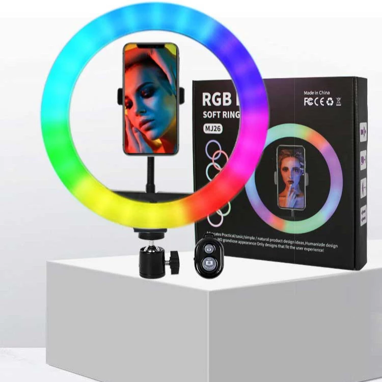 10inch RGB led circle selfie ring light selfie stick ring light with tripod stand phone holder Live video photographic light