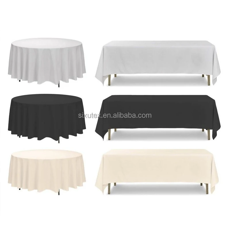 White Ivory Black Toalha de mesa Round Nappe de table Rectangle Square 100% Polyester Table Cloth Manteles