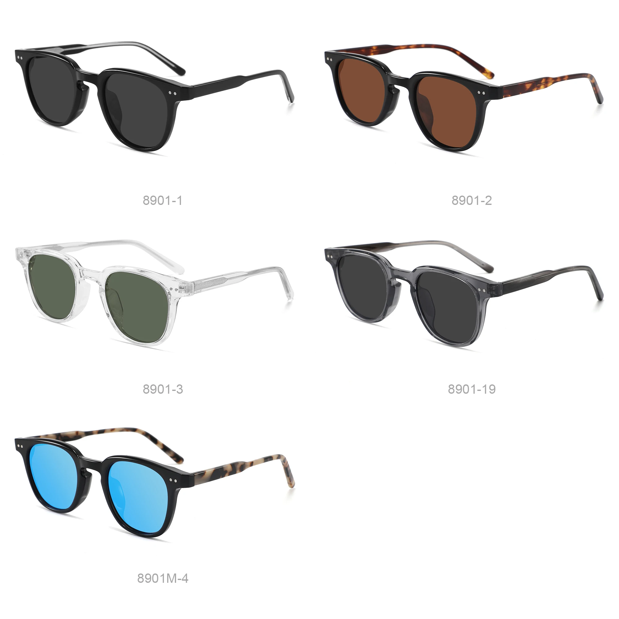 Vintage Custom 3D Metal Logo TR90 frame Acetate temple Polarized Round Shades Top Quality Handmade Fashion Sunglasses 2024