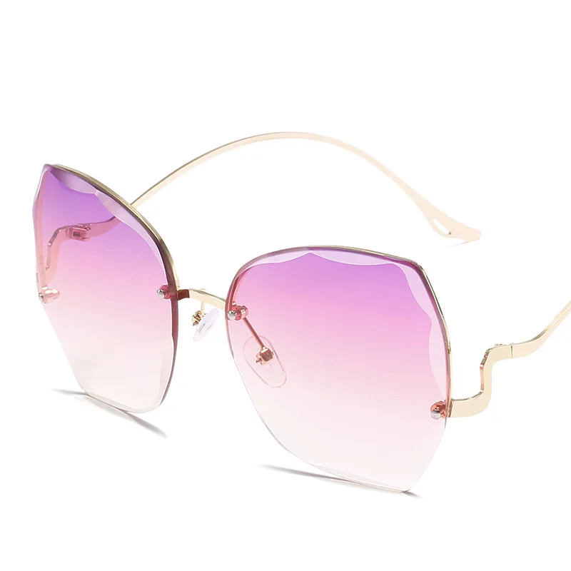 New Korean personalized cut edge rimless sun glasses ladies retro irregular glasses trendy eyewear metal sunglasses