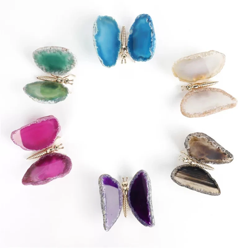 Wholesale  Natural Healing Crystals gemstone Stone Colorful Agate Butterfly For Gifts Home Decoration