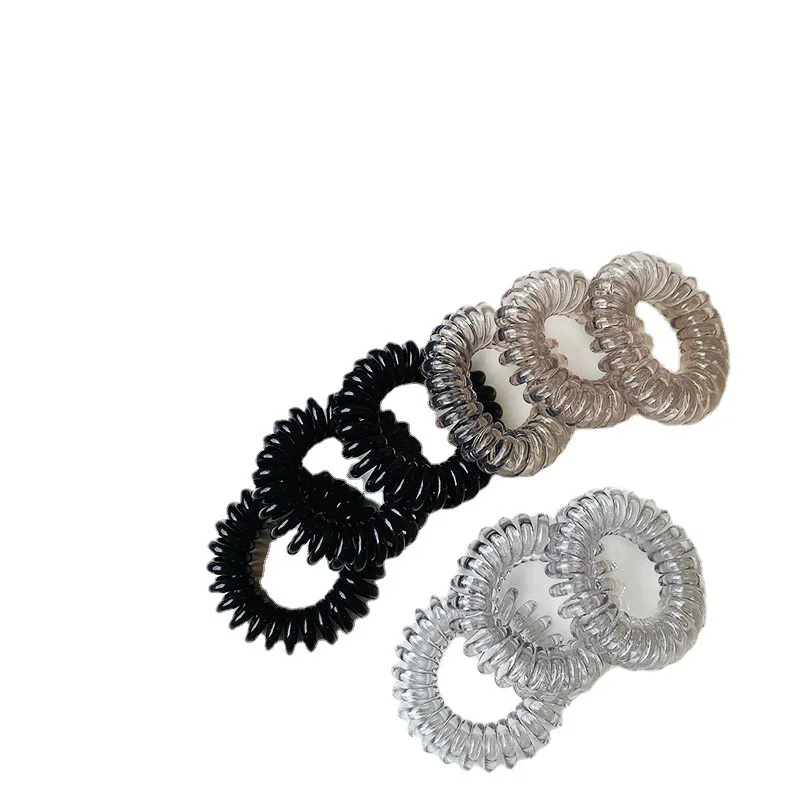YT Colorful Elastic Plastic Hair Rubber Bands Spiral Scrunchies Hair Accessories For Women Girls Telephone Wire Hair Ties Set