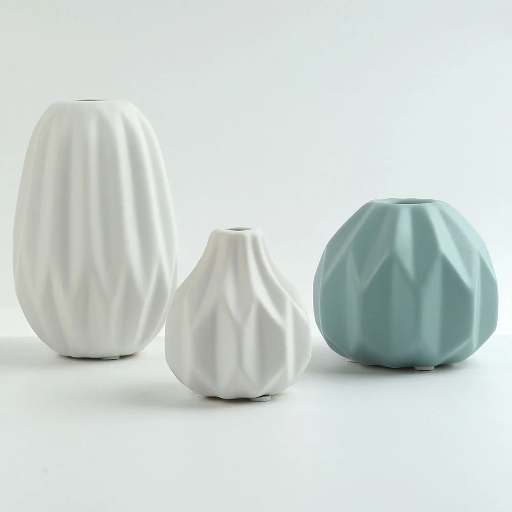 Matte White Blue Green Gray Made In China Bud Home Decor Ornament Vase Ceramic