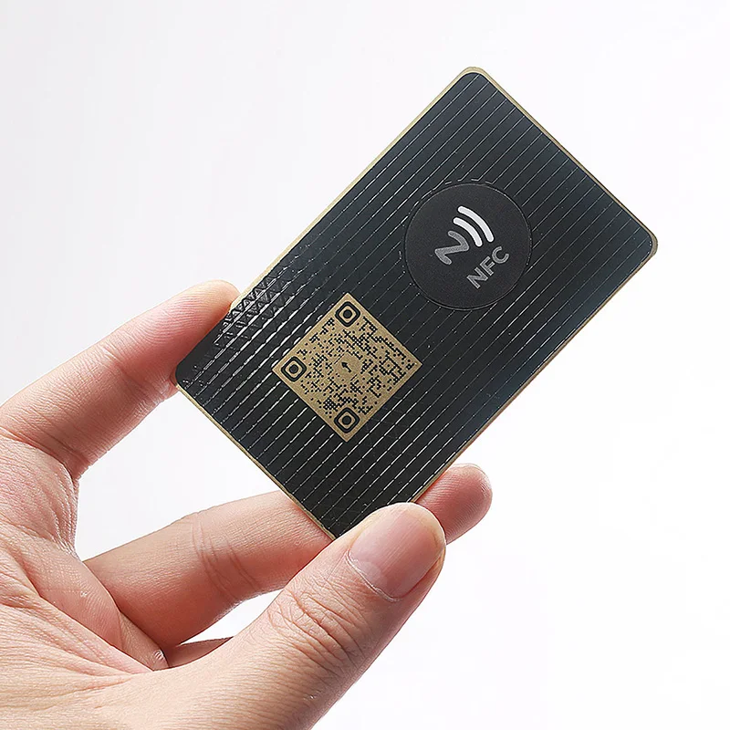 Роскошная металлическая визитная карточка с заводом по индивидуальному заказу 216 пустые 0 8 мм черные металлические карточки NFC подходящие для использования в