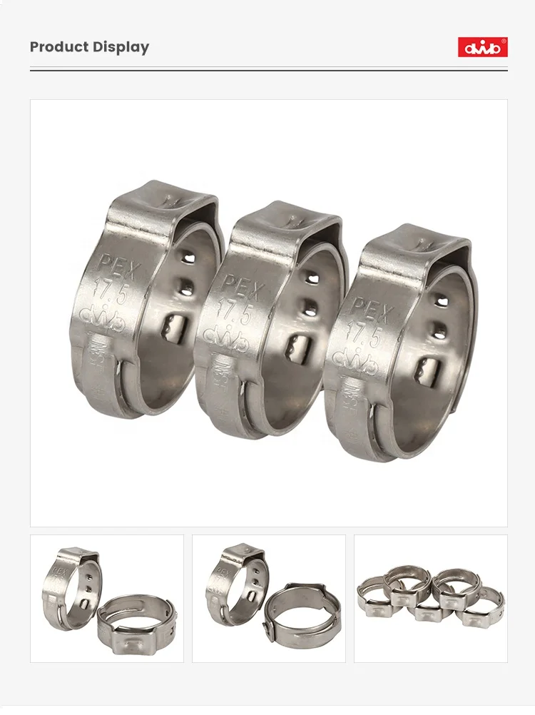304 Stainless Steel 200-Pack Dwb Brand  1/2-Inch Pex Cinch Clamp Rings for Pex Tubing Piping PEX Crimp Fittings