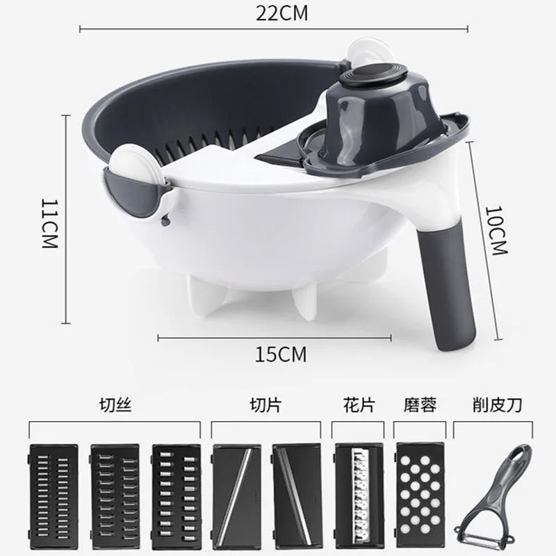 New hot sale Multi-purpose vegetable cutter manual household drain basket potato shredder potato slicer grater
