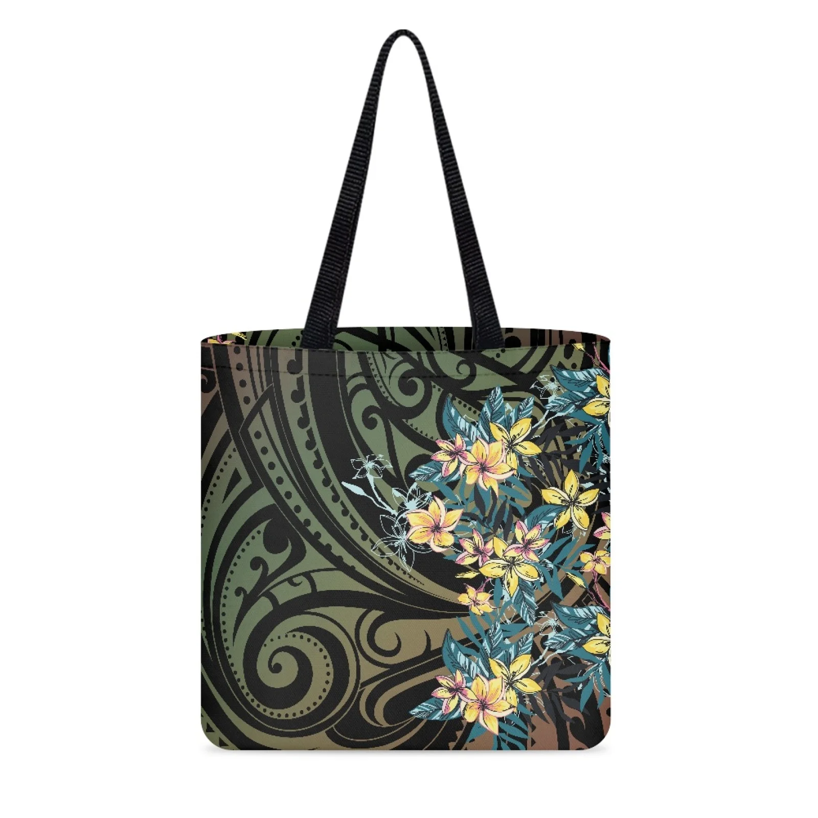 Samoa Tattoo Reusable Custom Shoulder Shopping Bag Hawaiian Polynesian Eco-friendly Lady Women Canvas Tote Bag