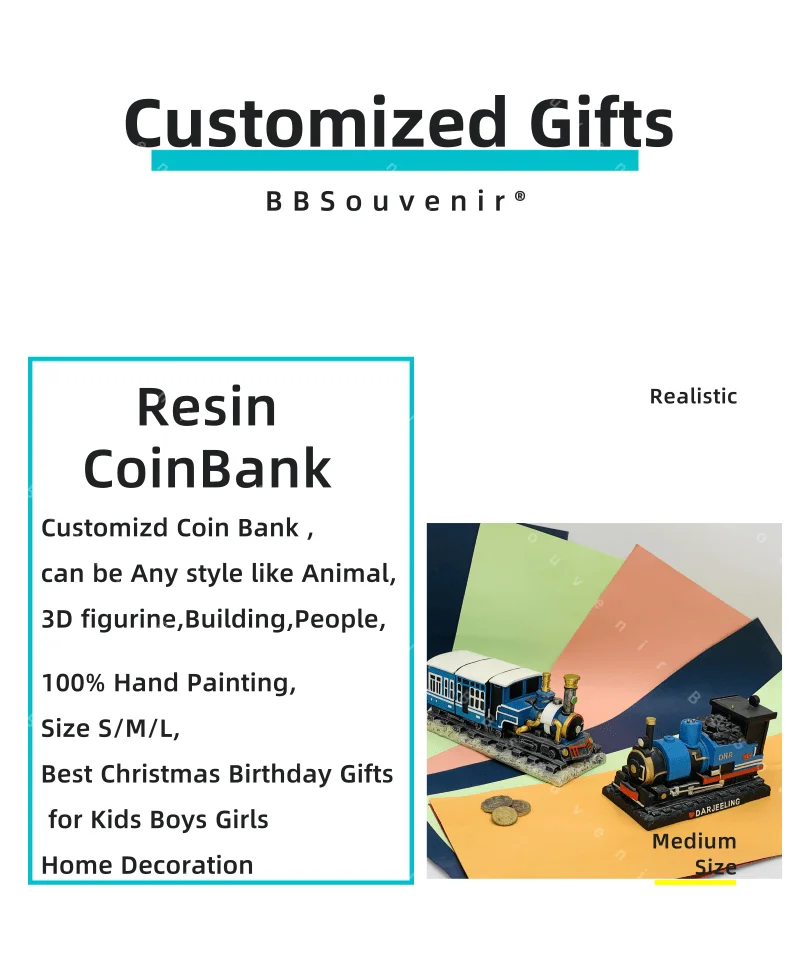 Custom Resin Decoration Coins Saving adventure fund Wedding kid children Money Box
