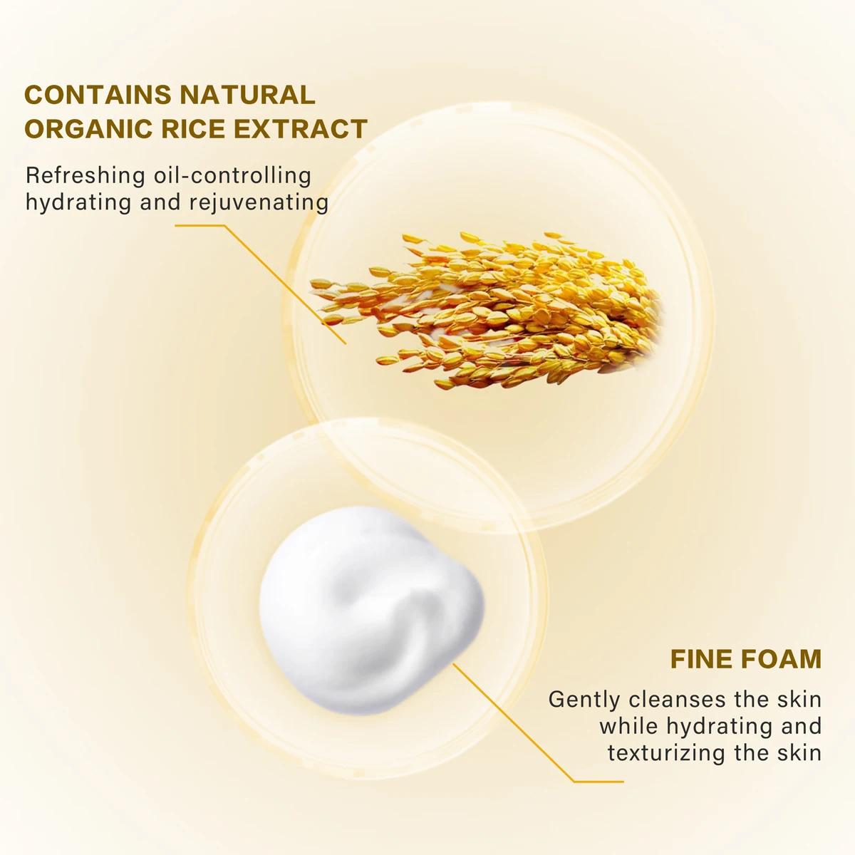 Natural Organic Rice Cleansing Foam Wash Deep Cleanse Facial Pore Soothing Moisturizing Anti Acne Exfoliating Face Cleanser