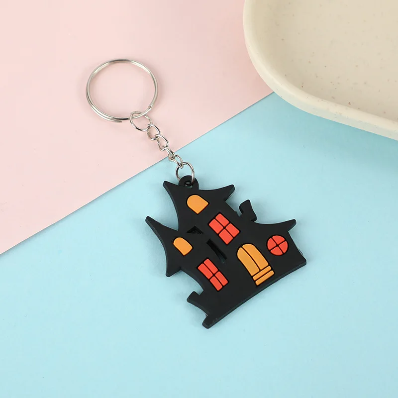 PVC Keyrings Manufacturers Wholesale Retractable Keychain Custom 3D Pvc Bat Pendant Silicone Ring Key Pumpkin for Halloween