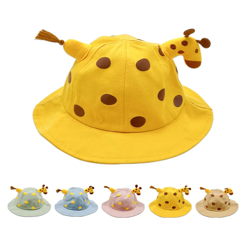 Summer cute baby sun protection bucket hat giraffe animal cartoon outdoor large brim sun visor bucket hat