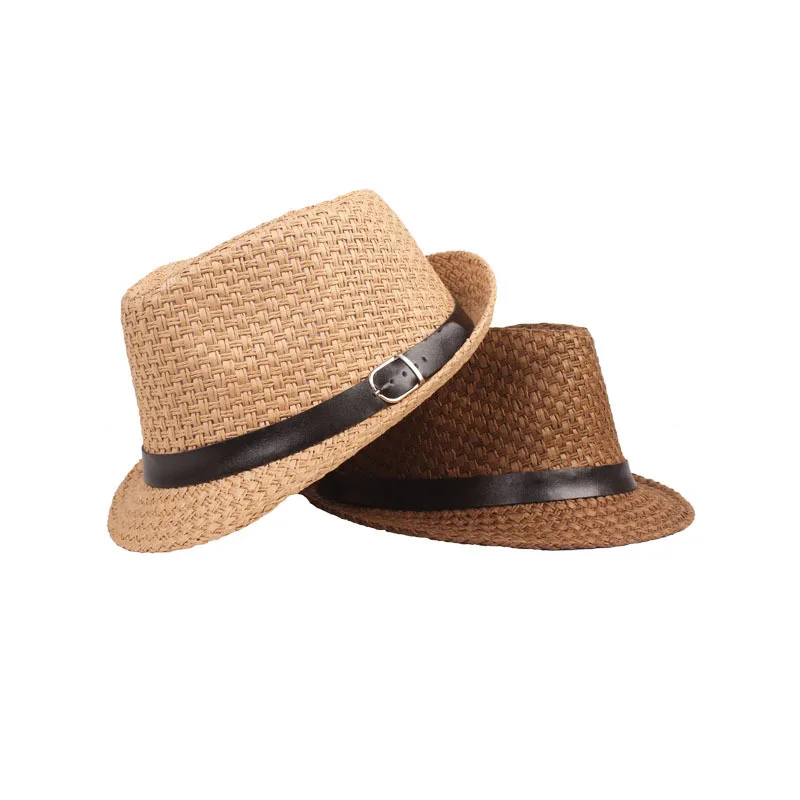 Wholesale Luxury Fedora Men Hats Fashion Simple Design Leather Band Hat Breathable Straw Hats Fedora