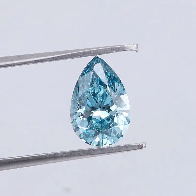 fine gold jewelry 1.2ct fancy intense pear brilliant cut blue color CVD color lab grown loose diamond for rings women