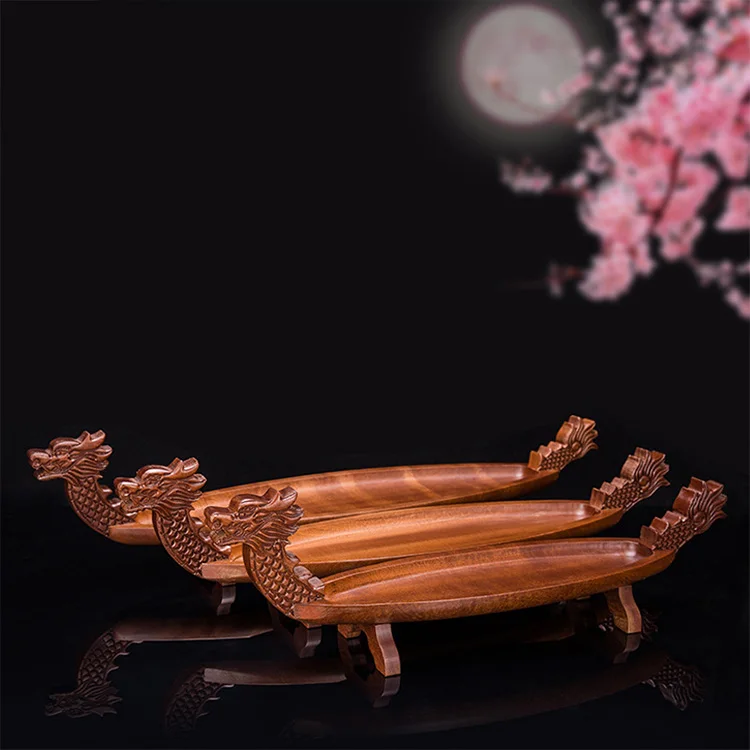 Harmony Hot-sale Restaurant Wholesale Price Serving Tray Shaped Natural Sabimuli Wood Sushi Boat