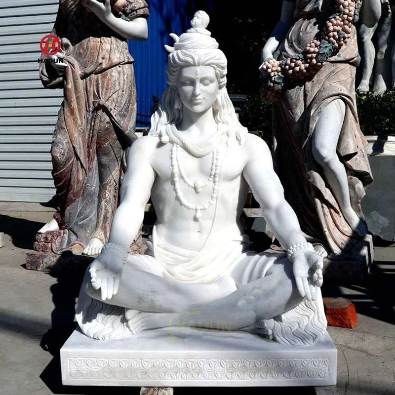 Excellent Classic Life Size Indian Gods Shiva Marble Statue Sculpture