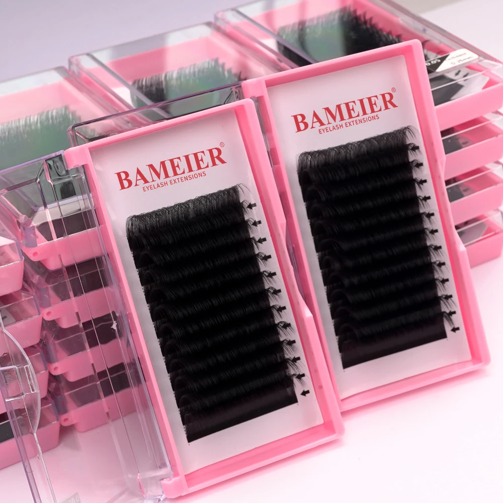 Human Hair Eyelash Extension Mink Velvet Matte Black Cashmere Lash Extension Trays Supply