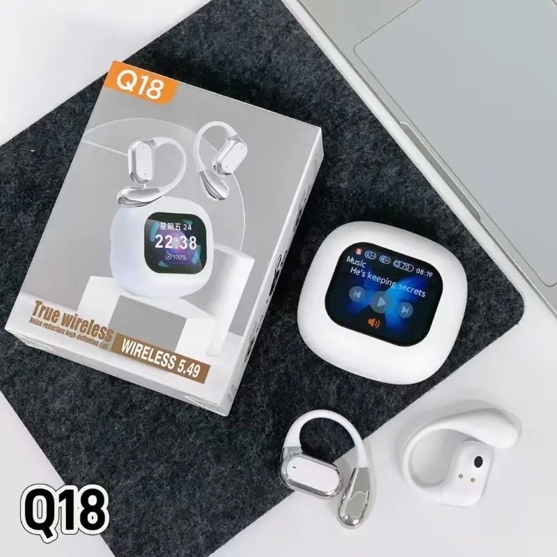 New OWS True Wireless Open Wearable Headset Long Time Wearing No Press Stereo Sound High Quality LCD Touch Screen Earbuds Q18