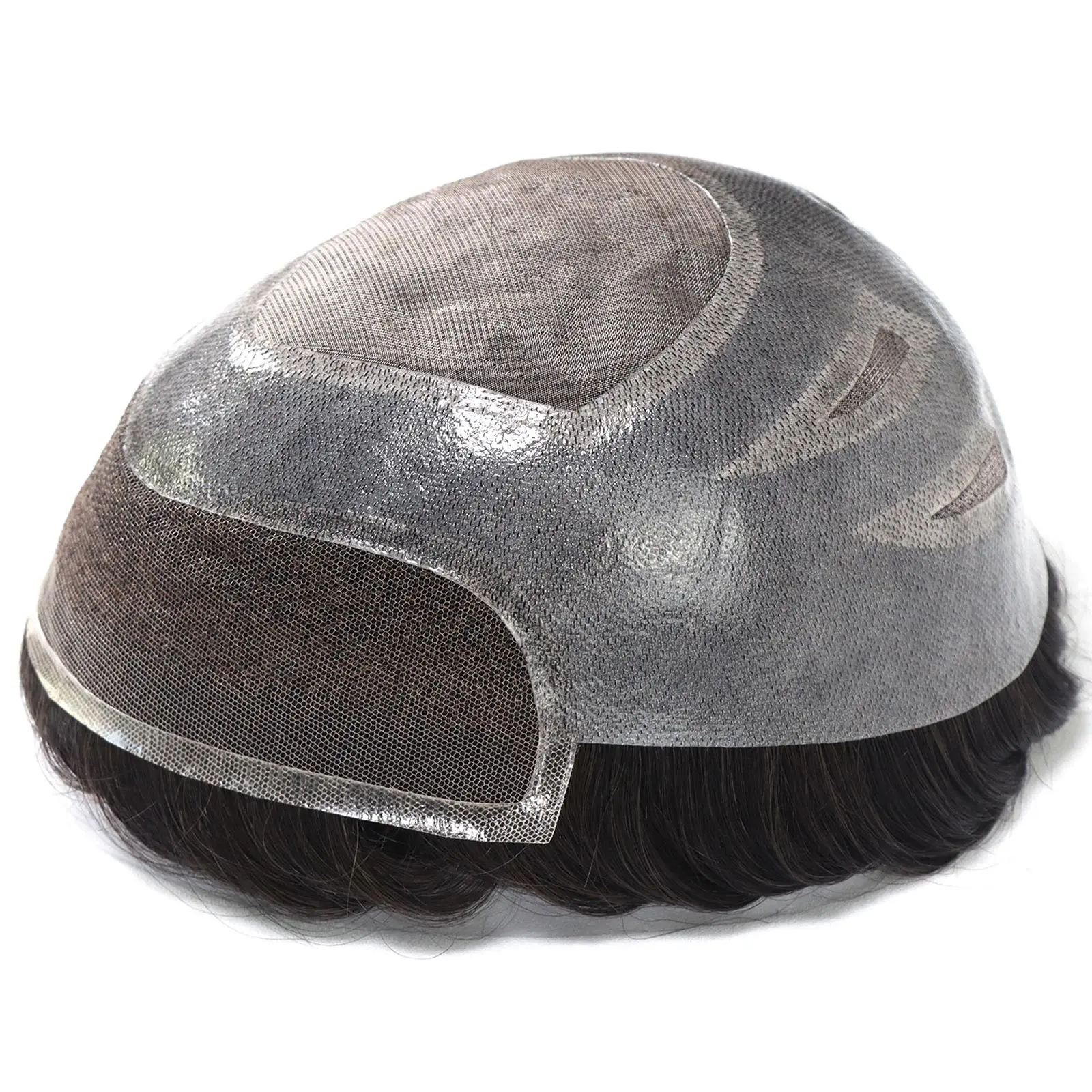 Stock HD Swiss Lace Front With Pu Perimeter Fine Mono Toupee 100% Indian Remy Human Hair Replacement Toupee For Man