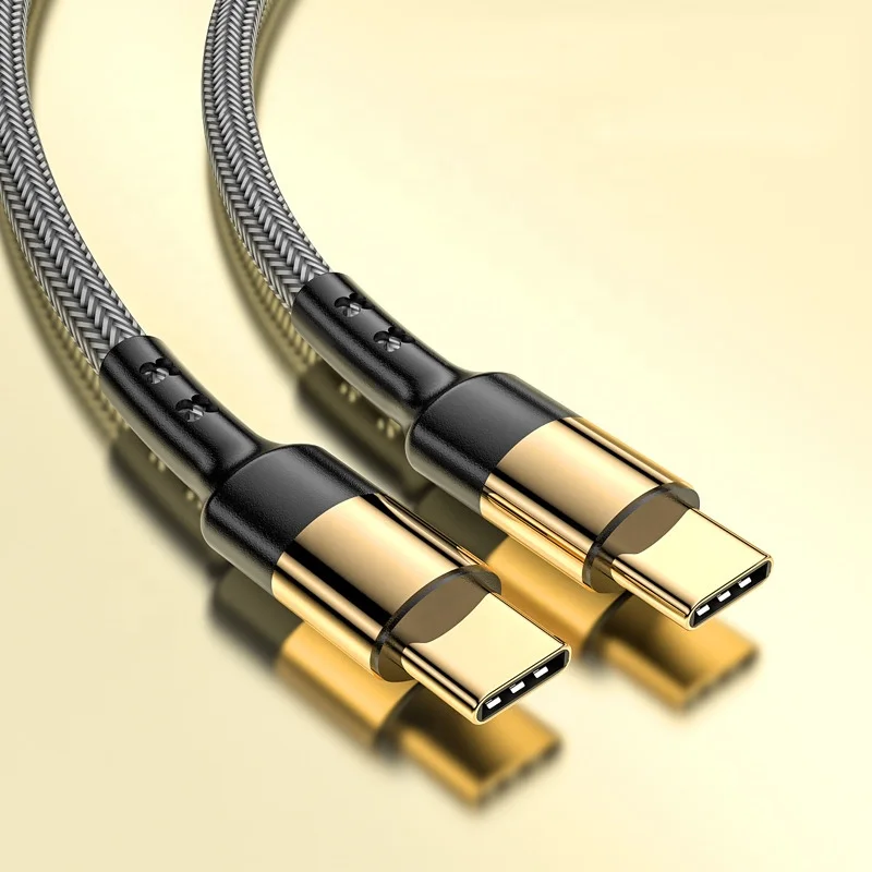 1.2m 60W PD Fast Charging 3A 5A 4FT Type C Nylon braid Quick USB C to USB C Data Mobile Phone Charger Cable