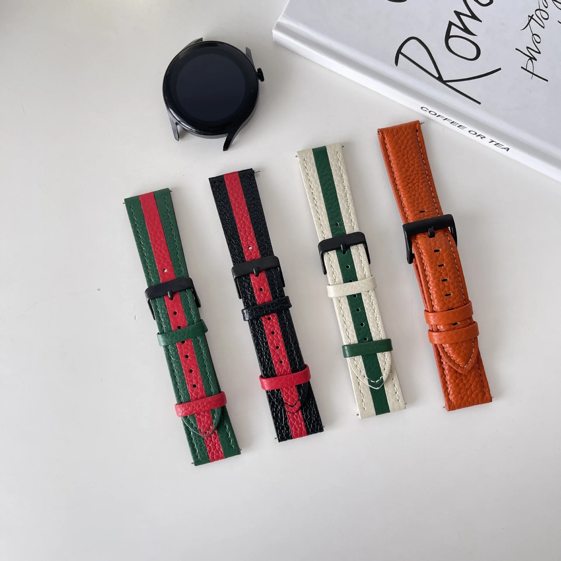 New Style Leather Watch Band for Samsung Galaxy Watch5 Retro Green Band for Samsung Watch4 20mm 22mm