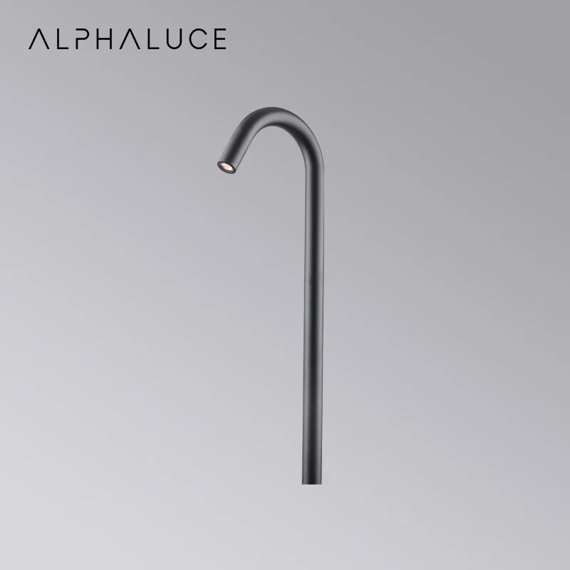 Alphalighting Dc24V Nordic Contemporary Thin Bendy Pole Black Water Pipe Led Modern Lighting Bollard Garden Lamp Led Outdoor