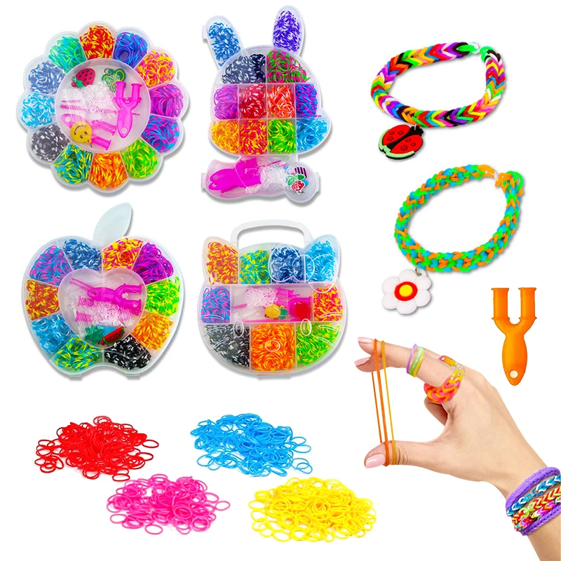 Colorful Rubber Bands DIY Kids Bracelet Handmade Hair Band Kit For Children Girl